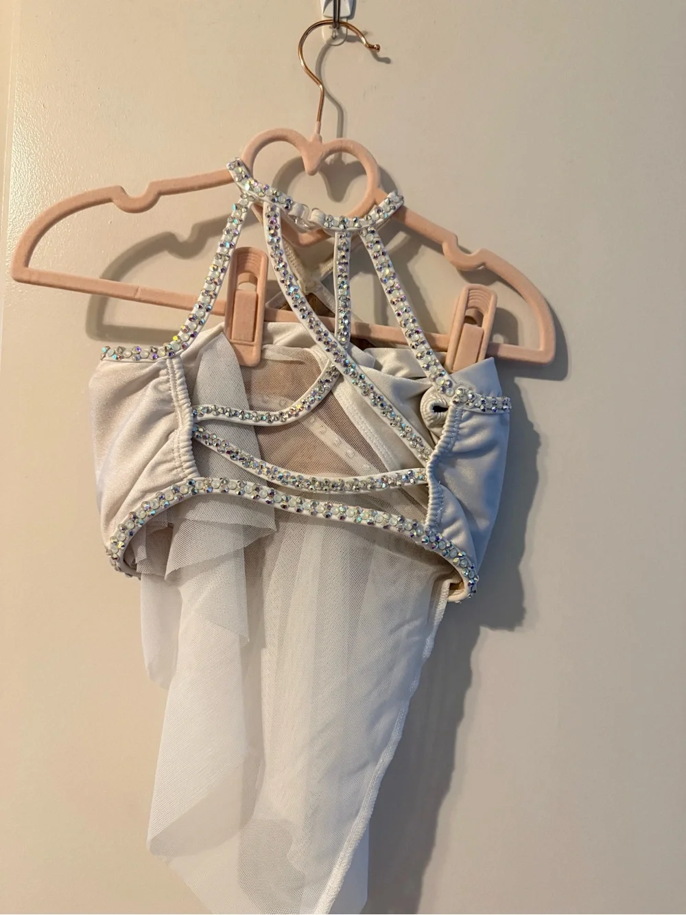 Sparkle Trim White Girls two-piece lyrical costume